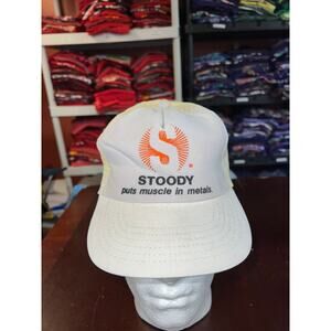 Vintage Stoody Hat Muscle In Metals Tech Welding White Snapback 90s OS